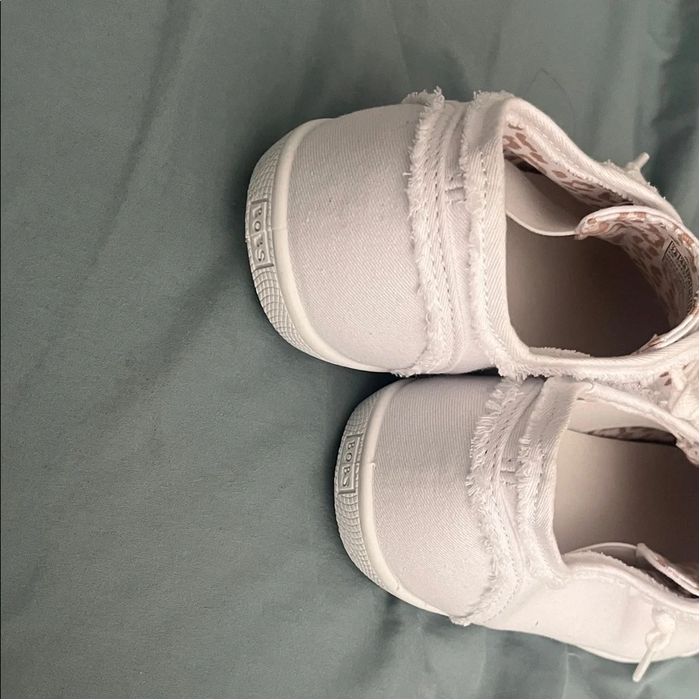 BOBS from Skechers White Canvas Sneakers with Rose Gold Eyelets